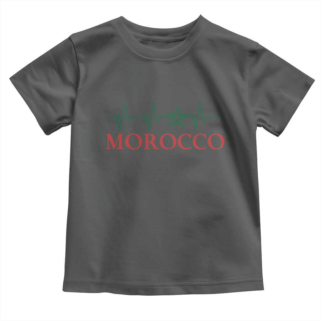 Morocco Toddler T Shirt Heartbeat Green Star Patriotic Pride Gift for Proud Moroccan