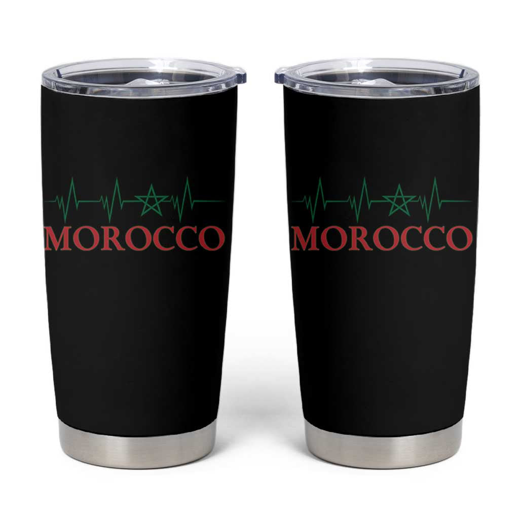 Morocco Tumbler Cup Heartbeat Green Star Patriotic Pride Gift for Proud Moroccan