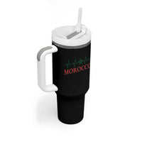 Morocco Tumbler With Handle Heartbeat Green Star Patriotic Pride Gift for Proud Moroccan