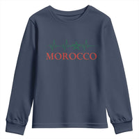 Morocco Youth Sweatshirt Heartbeat Green Star Patriotic Pride Gift for Proud Moroccan