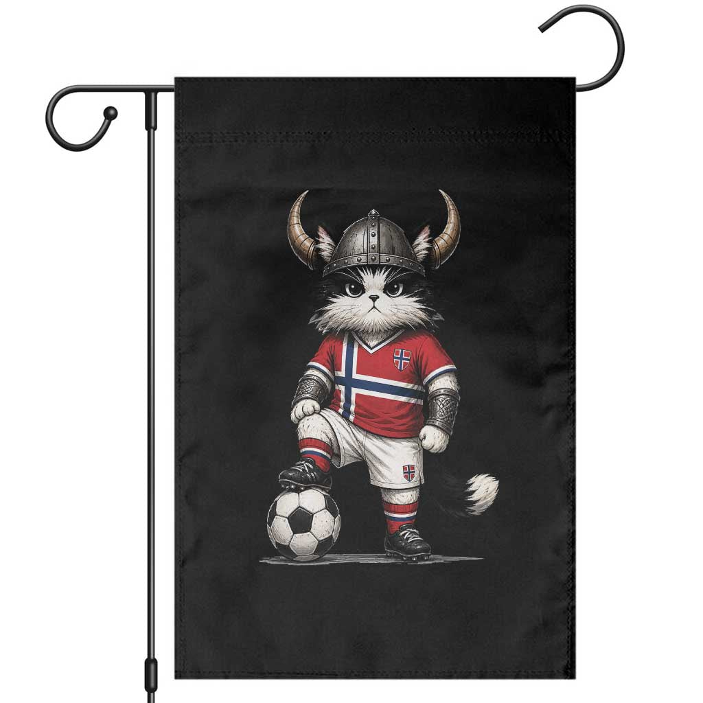 Norway Soccer Fan Garden Flag Cute Viking Cat Norwegian Flag Nordic Football Lovers