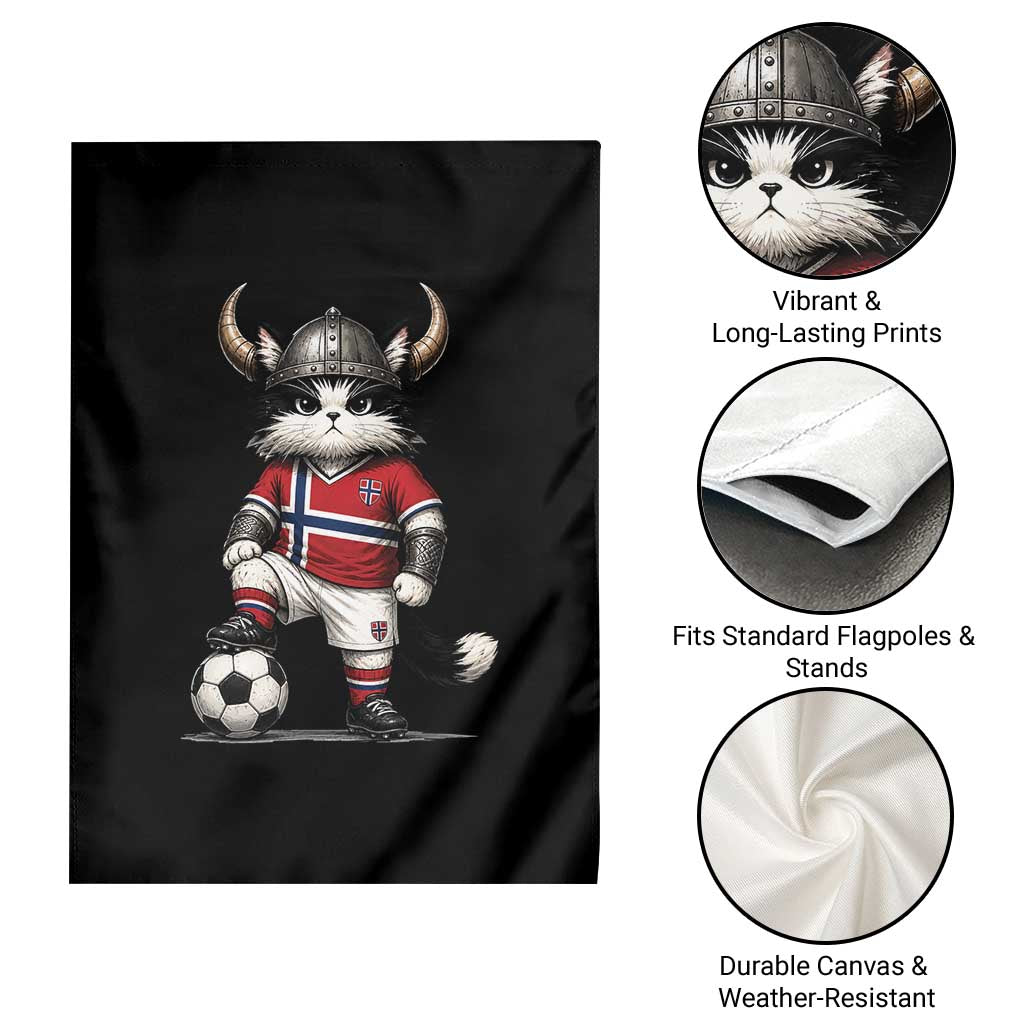 Norway Soccer Fan Garden Flag Cute Viking Cat Norwegian Flag Nordic Football Lovers