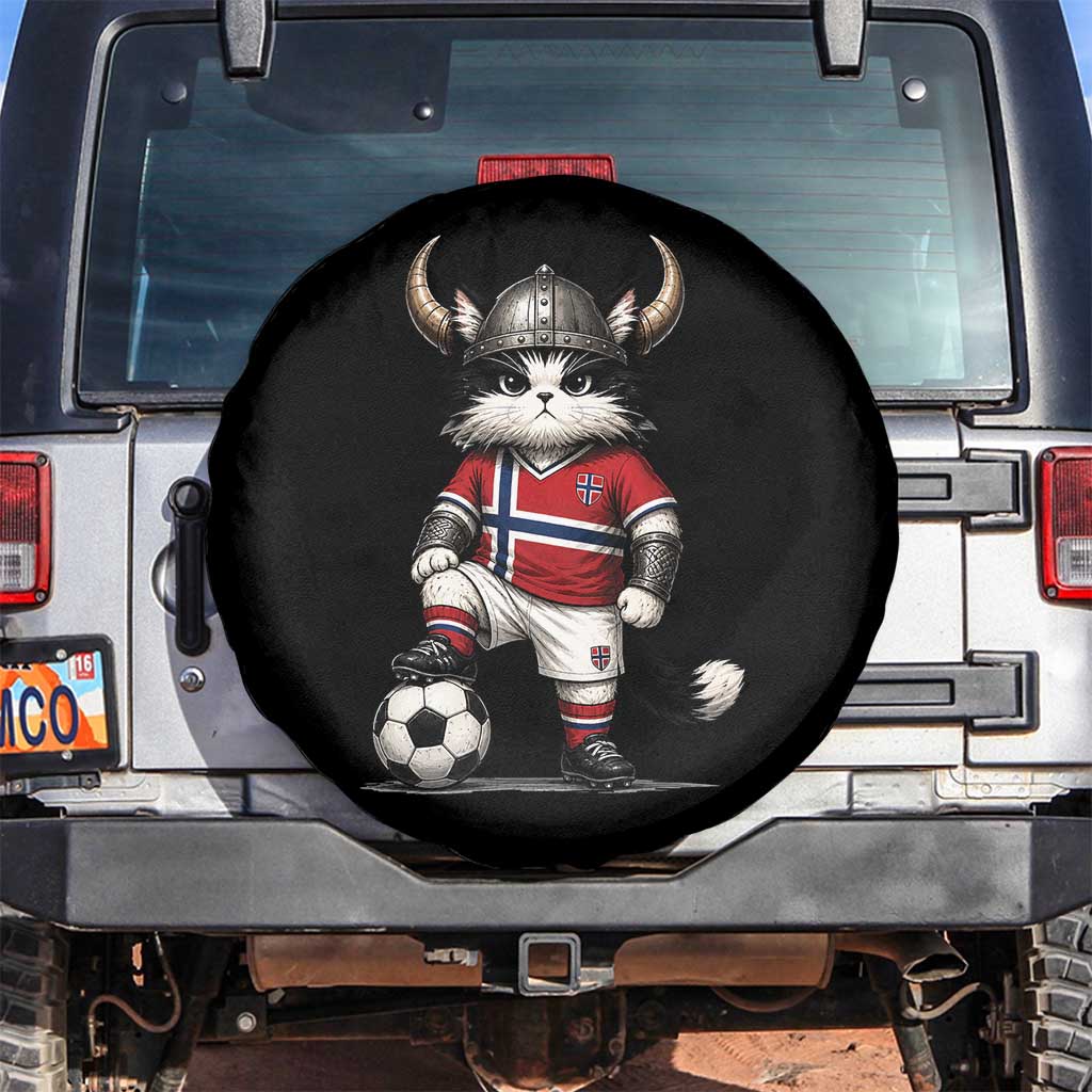 Norway Soccer Fan Spare Tire Cover Cute Viking Cat Norwegian Flag Nordic Football Lovers