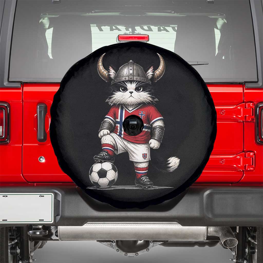 Norway Soccer Fan Spare Tire Cover Cute Viking Cat Norwegian Flag Nordic Football Lovers