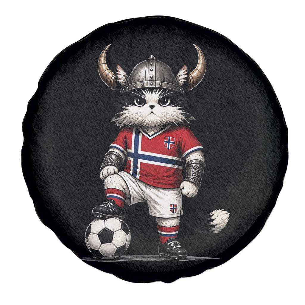 Norway Soccer Fan Spare Tire Cover Cute Viking Cat Norwegian Flag Nordic Football Lovers