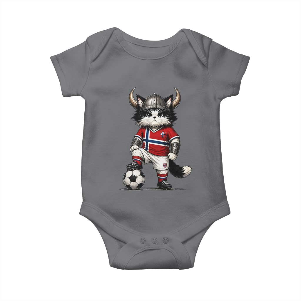 Norway Soccer Fan Baby Onesie Cute Viking Cat Norwegian Flag Nordic Football Lovers
