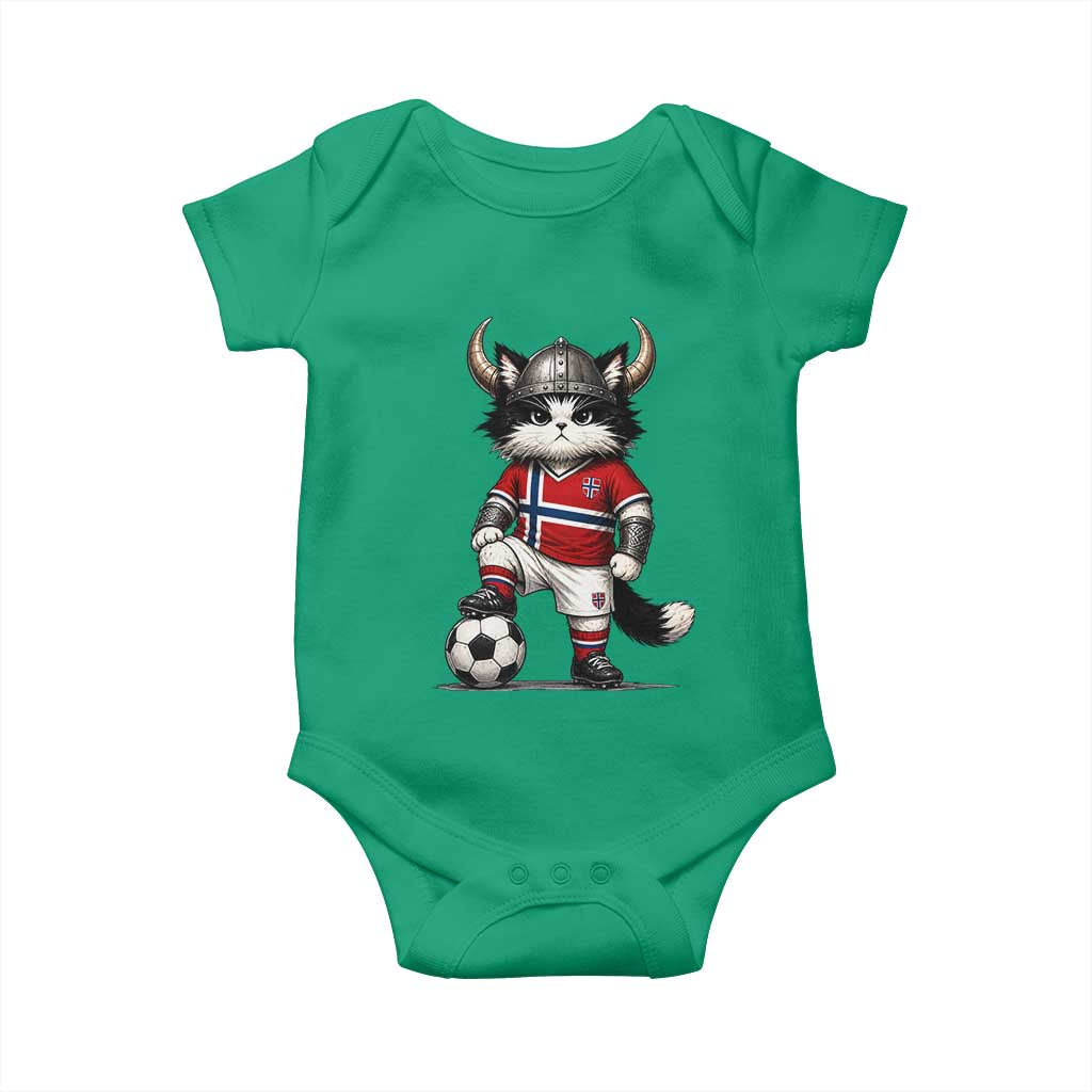 Norway Soccer Fan Baby Onesie Cute Viking Cat Norwegian Flag Nordic Football Lovers