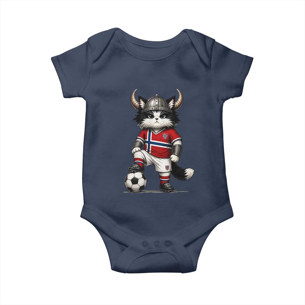 Norway Soccer Fan Baby Onesie Cute Viking Cat Norwegian Flag Nordic Football Lovers