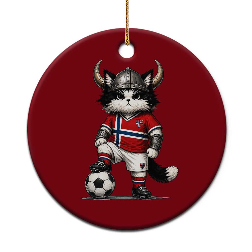 Norway Soccer Fan Ceramic Ornament Cute Viking Cat Norwegian Flag Nordic Football Lovers