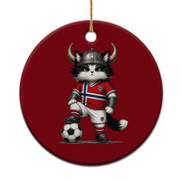 Norway Soccer Fan Ceramic Ornament Cute Viking Cat Norwegian Flag Nordic Football Lovers