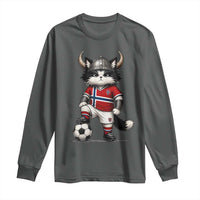 Norway Soccer Fan Long Sleeve Shirt Cute Viking Cat Norwegian Flag Nordic Football Lovers