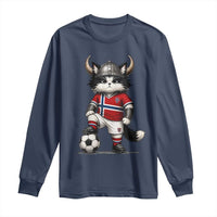 Norway Soccer Fan Long Sleeve Shirt Cute Viking Cat Norwegian Flag Nordic Football Lovers