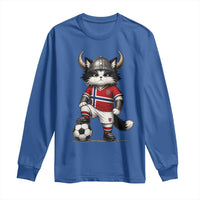 Norway Soccer Fan Long Sleeve Shirt Cute Viking Cat Norwegian Flag Nordic Football Lovers