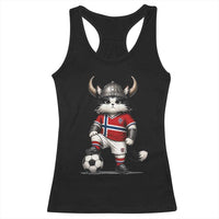 Norway Soccer Fan Racerback Tank Top Cute Viking Cat Norwegian Flag Nordic Football Lovers
