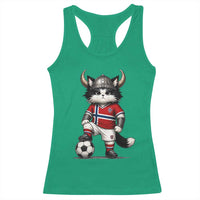 Norway Soccer Fan Racerback Tank Top Cute Viking Cat Norwegian Flag Nordic Football Lovers