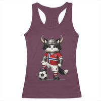 Norway Soccer Fan Racerback Tank Top Cute Viking Cat Norwegian Flag Nordic Football Lovers
