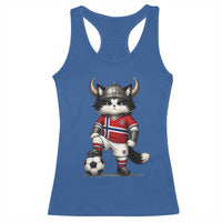 Norway Soccer Fan Racerback Tank Top Cute Viking Cat Norwegian Flag Nordic Football Lovers