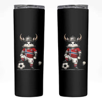 Norway Soccer Fan Skinny Tumbler Cute Viking Cat Norwegian Flag Nordic Football Lovers