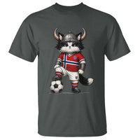 Norway Soccer Fan T Shirt Cute Viking Cat Norwegian Flag Nordic Football Lovers