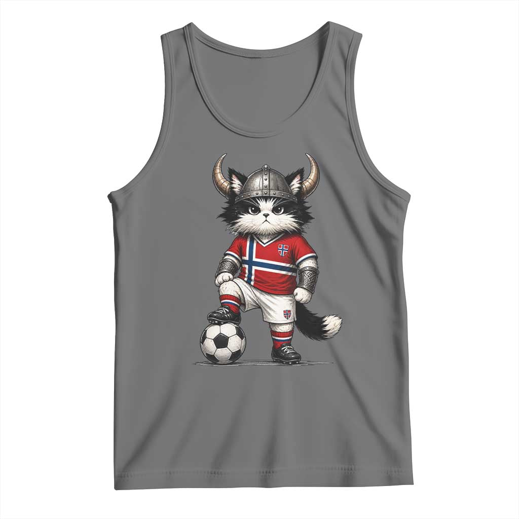 Norway Soccer Fan Tank Top Cute Viking Cat Norwegian Flag Nordic Football Lovers