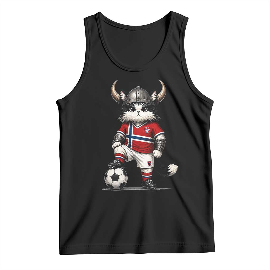 Norway Soccer Fan Tank Top Cute Viking Cat Norwegian Flag Nordic Football Lovers