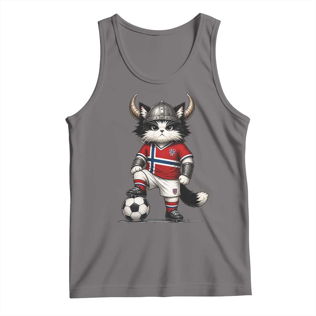 Norway Soccer Fan Tank Top Cute Viking Cat Norwegian Flag Nordic Football Lovers
