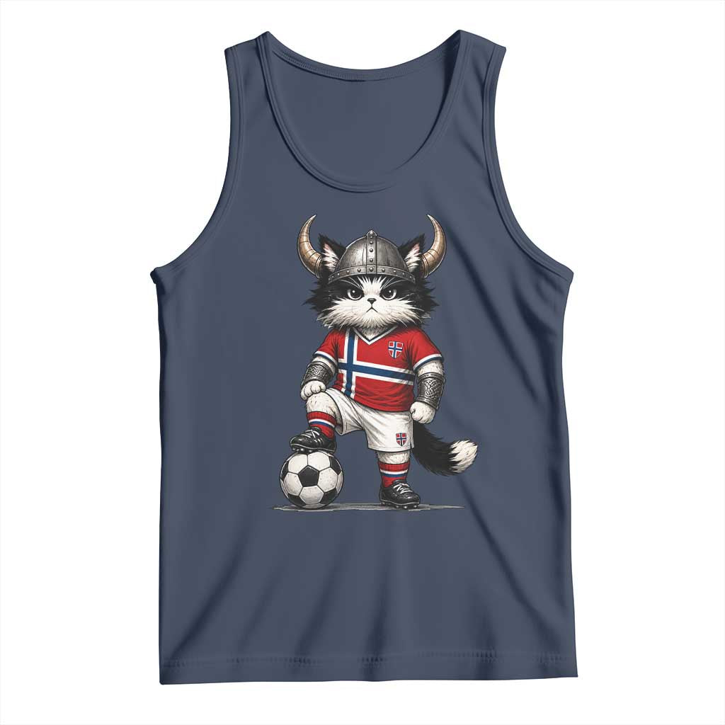 Norway Soccer Fan Tank Top Cute Viking Cat Norwegian Flag Nordic Football Lovers