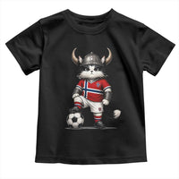 Norway Soccer Fan Toddler T Shirt Cute Viking Cat Norwegian Flag Nordic Football Lovers