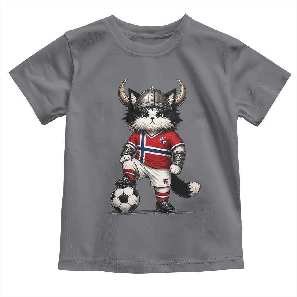 Norway Soccer Fan Toddler T Shirt Cute Viking Cat Norwegian Flag Nordic Football Lovers