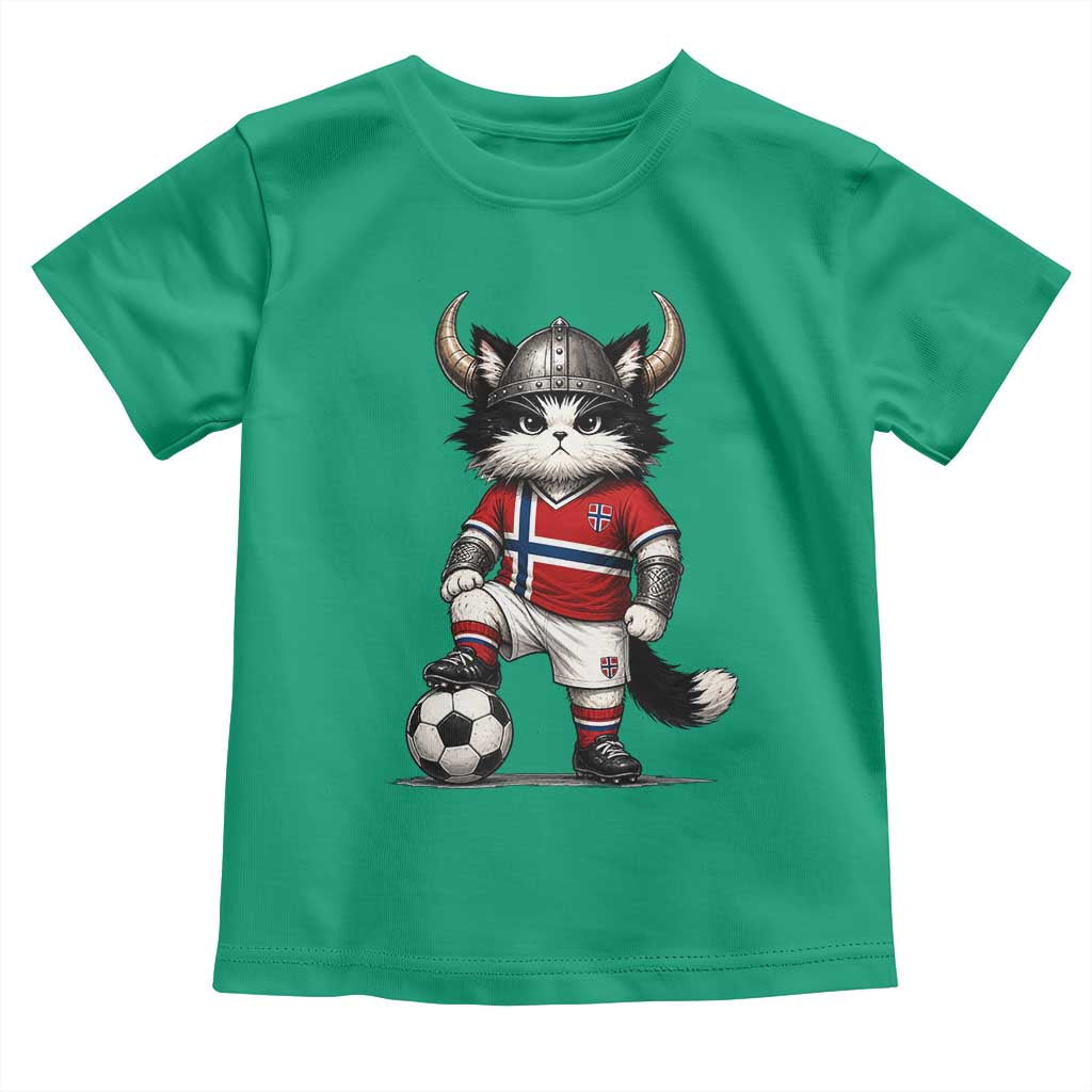 Norway Soccer Fan Toddler T Shirt Cute Viking Cat Norwegian Flag Nordic Football Lovers