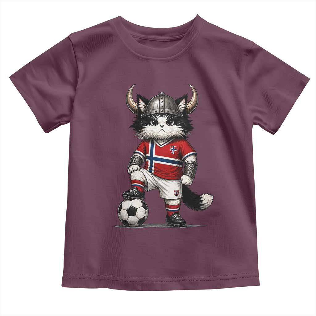Norway Soccer Fan Toddler T Shirt Cute Viking Cat Norwegian Flag Nordic Football Lovers