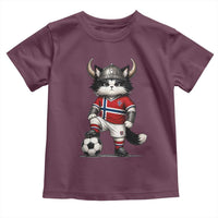 Norway Soccer Fan Toddler T Shirt Cute Viking Cat Norwegian Flag Nordic Football Lovers