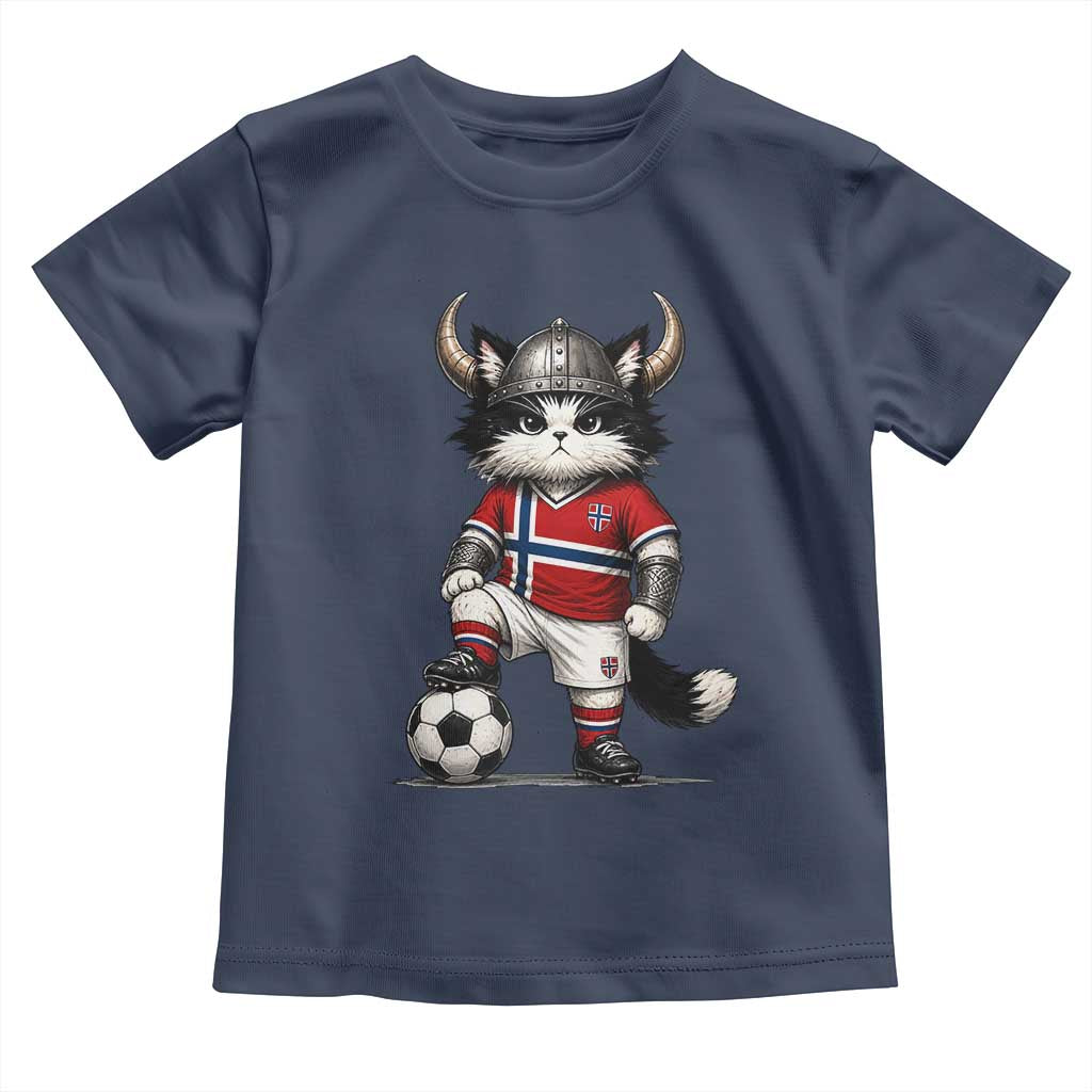 Norway Soccer Fan Toddler T Shirt Cute Viking Cat Norwegian Flag Nordic Football Lovers