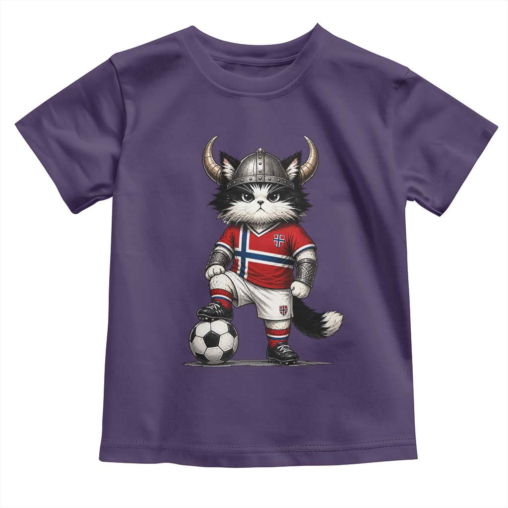 Norway Soccer Fan Toddler T Shirt Cute Viking Cat Norwegian Flag Nordic Football Lovers