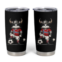 Norway Soccer Fan Tumbler Cup Cute Viking Cat Norwegian Flag Nordic Football Lovers