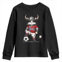 Norway Soccer Fan Youth Sweatshirt Cute Viking Cat Norwegian Flag Nordic Football Lovers