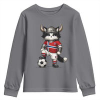 Norway Soccer Fan Youth Sweatshirt Cute Viking Cat Norwegian Flag Nordic Football Lovers