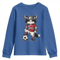 Norway Soccer Fan Youth Sweatshirt Cute Viking Cat Norwegian Flag Nordic Football Lovers