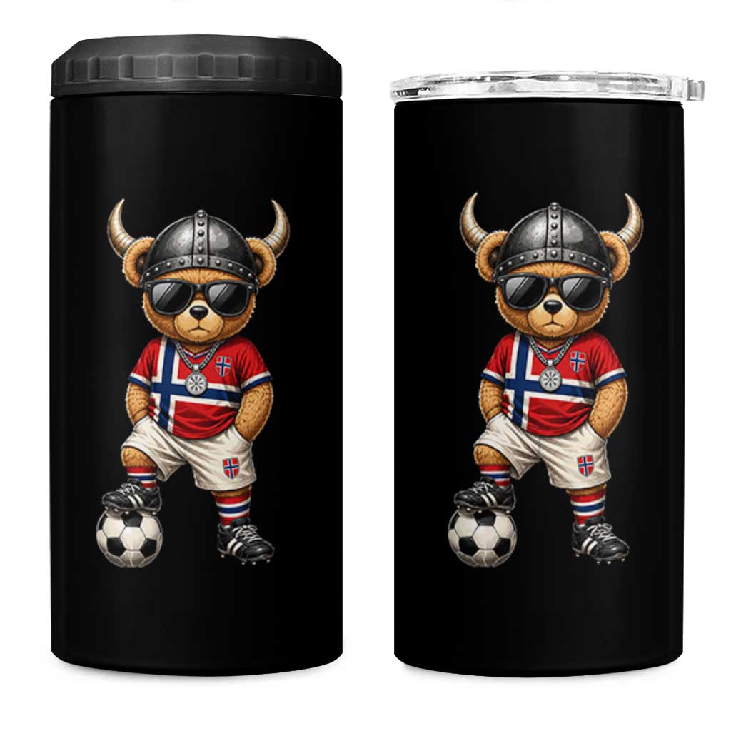Norway Soccer Fan 4 in 1 Can Cooler Tumbler Cool Viking Bear Nordic Football Norwegian Flag