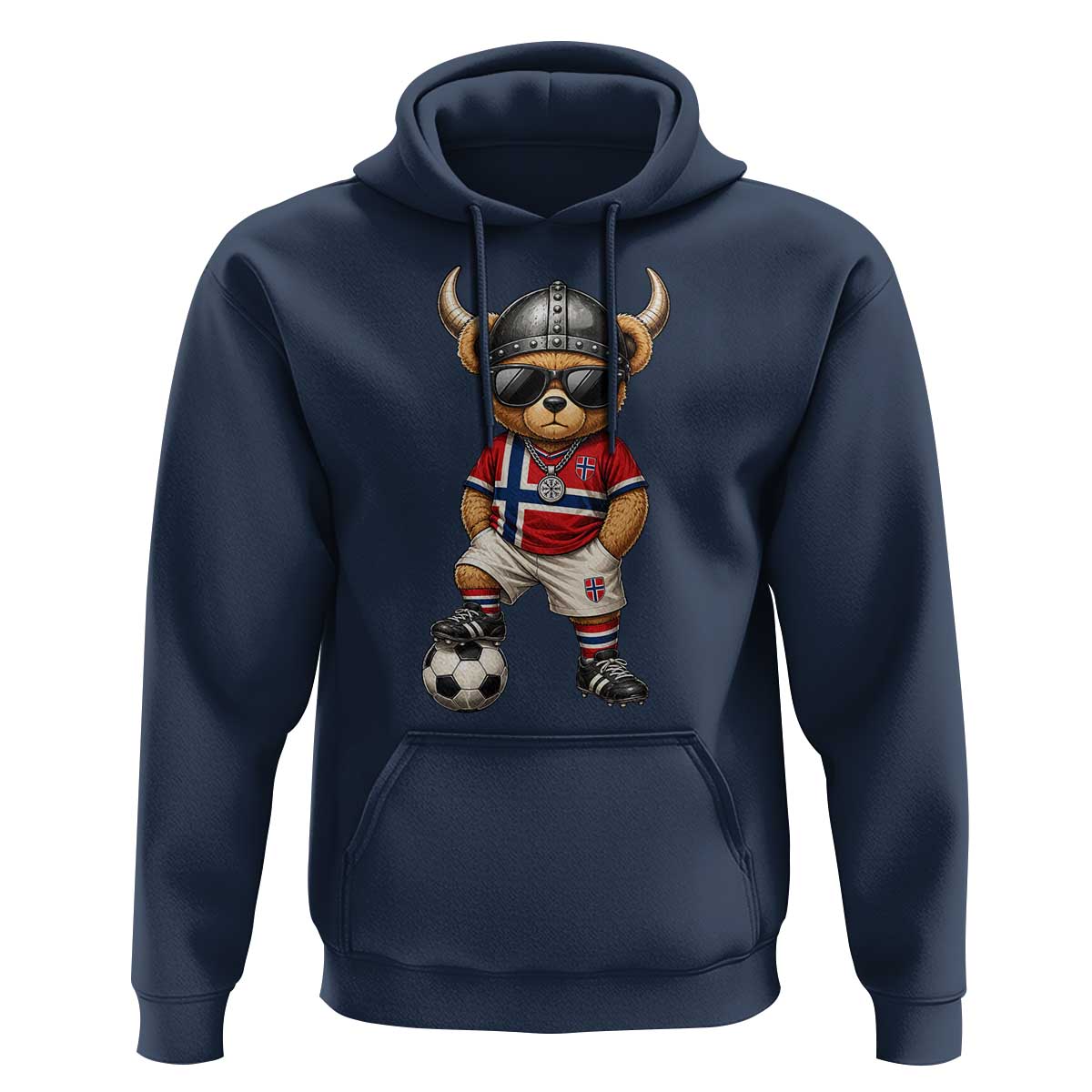 Norway Soccer Fan Hoodie Cool Viking Bear Nordic Football Norwegian Flag