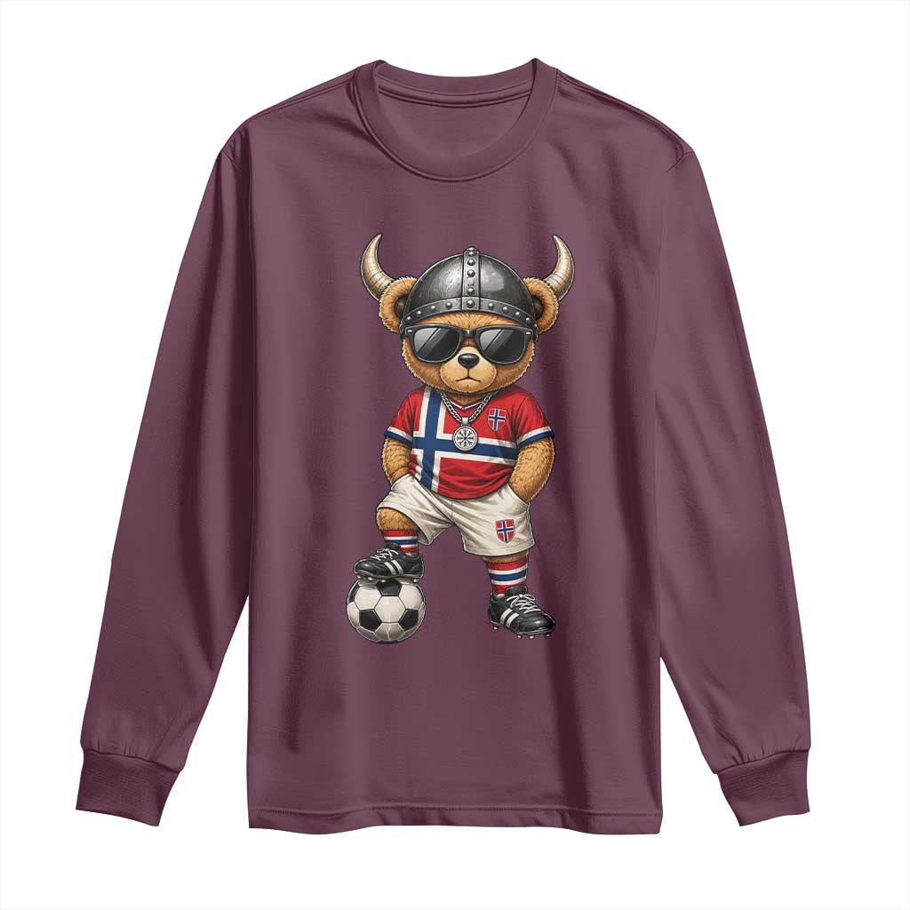 Norway Soccer Fan Long Sleeve Shirt Cool Viking Bear Nordic Football Norwegian Flag