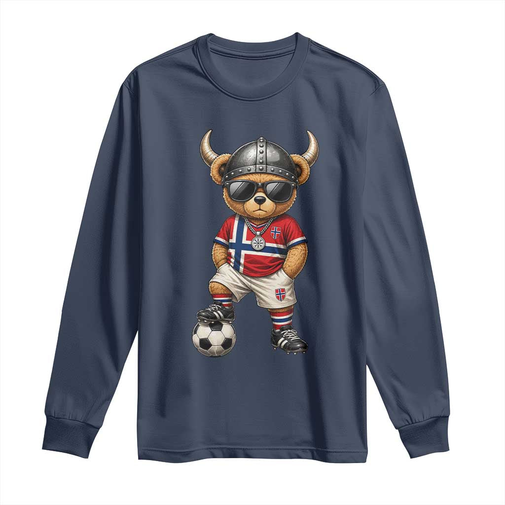 Norway Soccer Fan Long Sleeve Shirt Cool Viking Bear Nordic Football Norwegian Flag