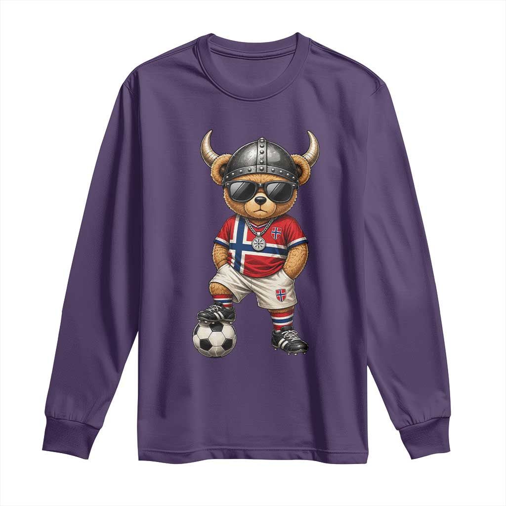 Norway Soccer Fan Long Sleeve Shirt Cool Viking Bear Nordic Football Norwegian Flag