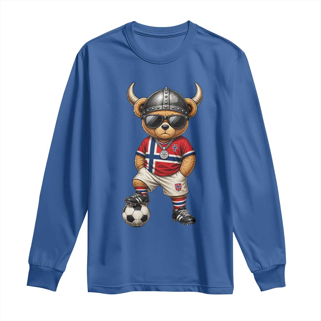 Norway Soccer Fan Long Sleeve Shirt Cool Viking Bear Nordic Football Norwegian Flag