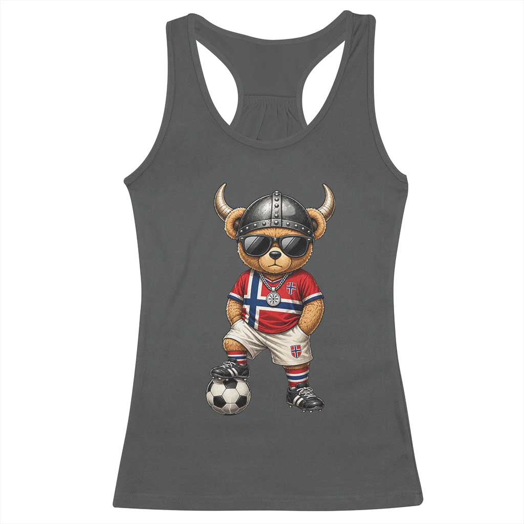 Norway Soccer Fan Racerback Tank Top Cool Viking Bear Nordic Football Norwegian Flag