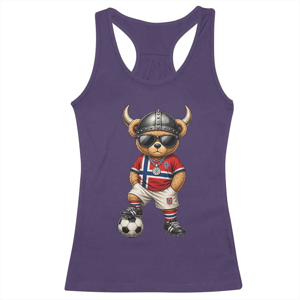 Norway Soccer Fan Racerback Tank Top Cool Viking Bear Nordic Football Norwegian Flag