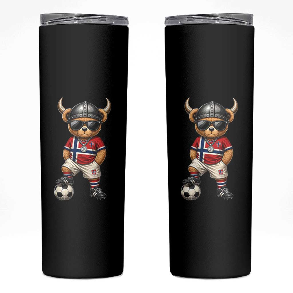 Norway Soccer Fan Skinny Tumbler Cool Viking Bear Nordic Football Norwegian Flag