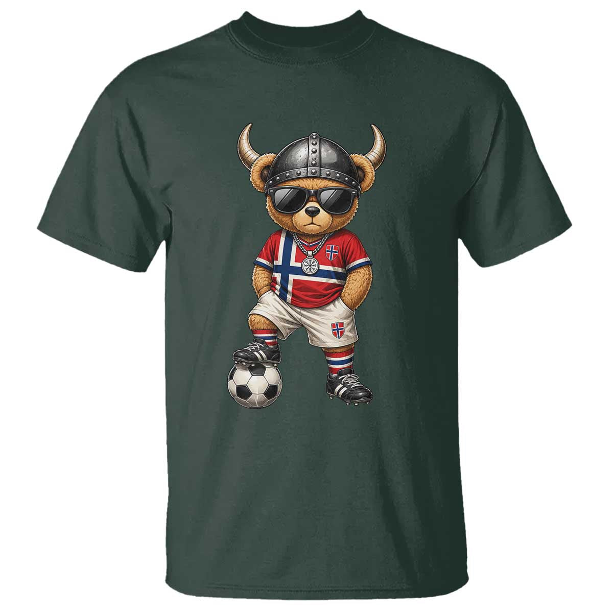 Norway Soccer Fan T Shirt Cool Viking Bear Nordic Football Norwegian Flag
