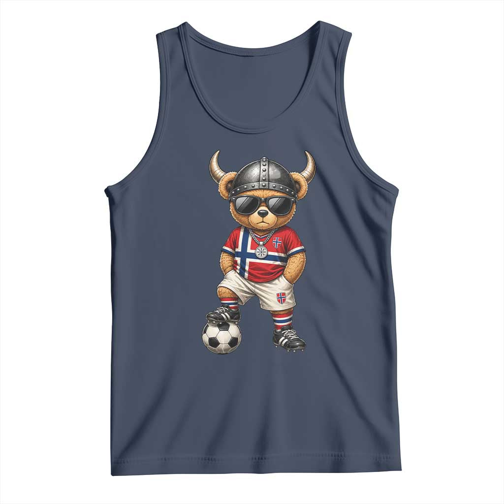 Norway Soccer Fan Tank Top Cool Viking Bear Nordic Football Norwegian Flag