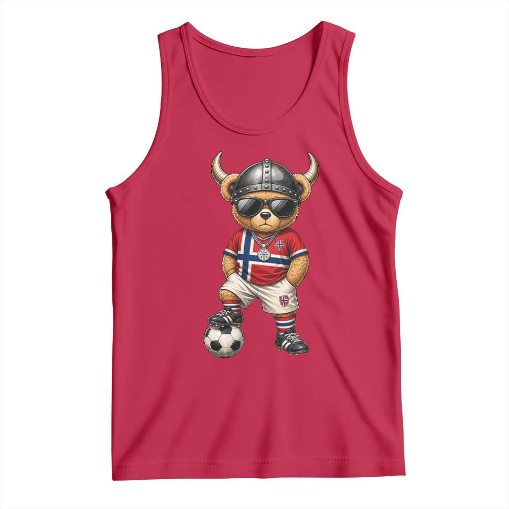 Norway Soccer Fan Tank Top Cool Viking Bear Nordic Football Norwegian Flag